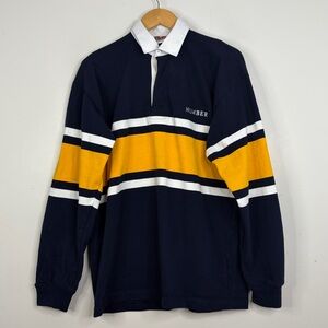 Barbarian Rugby Shirt Mens XL Long Sleeve Polo Blue Yellow Humber College
